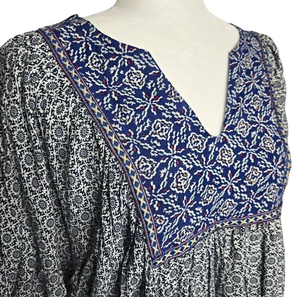 Umgee Boho Sharkbite Hem Tunic Top Oversized Size Small - Picture 4 of 9